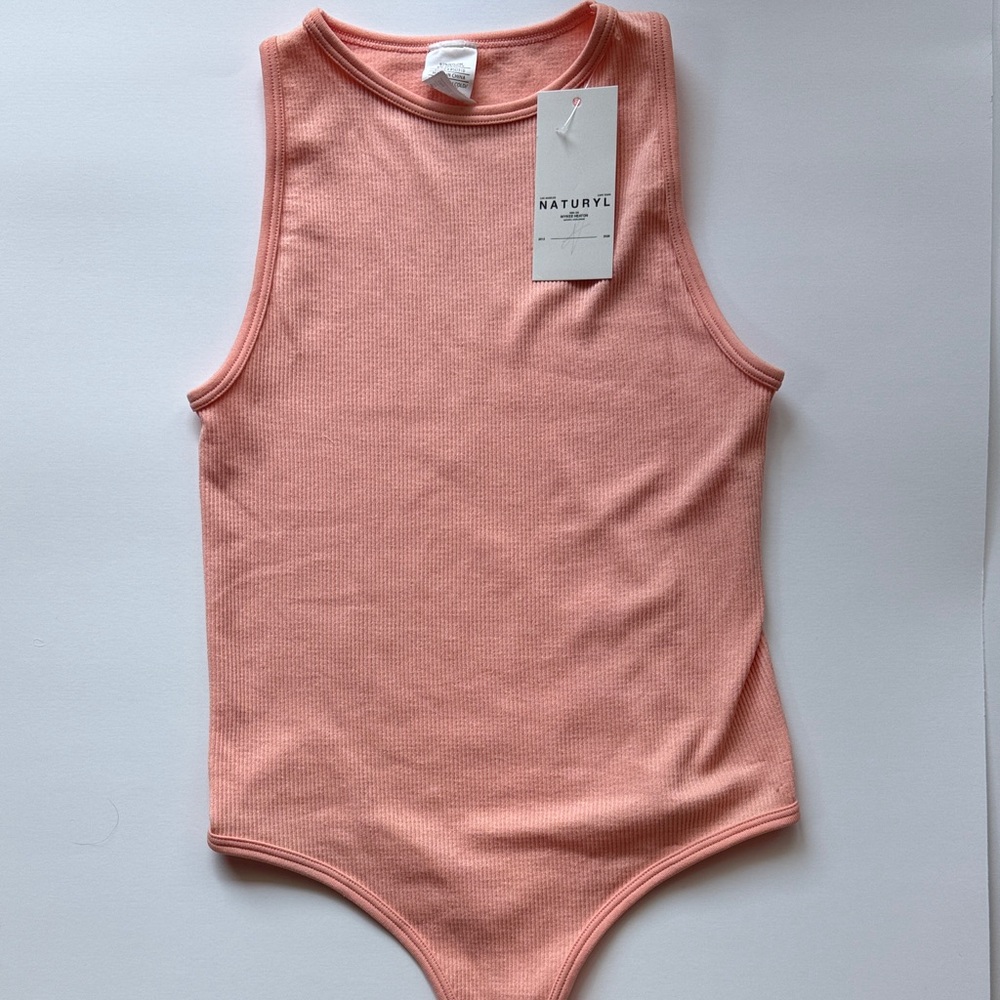 Naturyl Women’s Peach Ribbed One-Piece Bodysuit